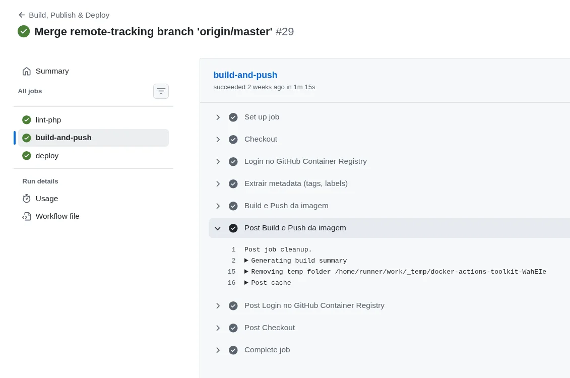 Steps de build e push de imagem Docker